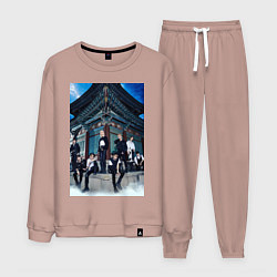 Костюм хлопковый мужской Stray Kids Thunderous, цвет: пыльно-розовый