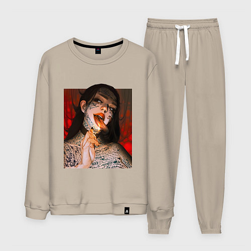 Мужской костюм Девушка с татуировками и змеиным языком / Миндальный – фото 1