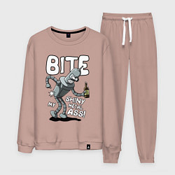 Костюм хлопковый мужской Bender - Bite my ass, цвет: пыльно-розовый