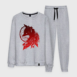 Костюм хлопковый мужской Ловец снов и лис с перьями, цвет: меланж