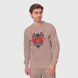 Костюм хлопковый мужской ACDC Black Ice с молниями, цвет: пыльно-розовый — фото 2