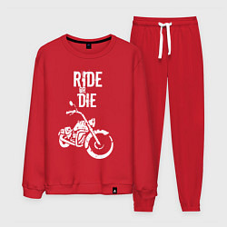 Костюм хлопковый мужской Ride or Die винтаж, цвет: красный