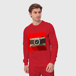 Костюм хлопковый мужской Фотоаппарат flat, цвет: красный — фото 2