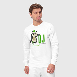 Костюм хлопковый мужской DJ панда я люблю музыку, цвет: белый — фото 2