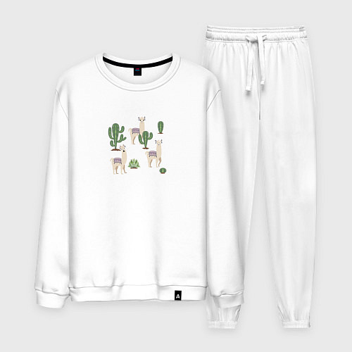Мужской костюм Три ламы среди кактусов гуляют / Белый – фото 1