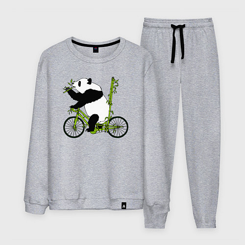 Мужской костюм Панда на велосипеде с бамбуком / Меланж – фото 1