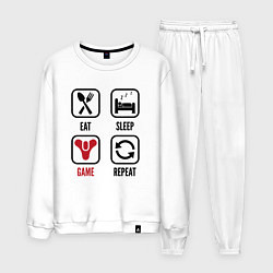 Костюм хлопковый мужской Eat - sleep - Destiny - repeat, цвет: белый