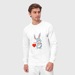 Костюм хлопковый мужской Влюблённый кролик, цвет: белый — фото 2
