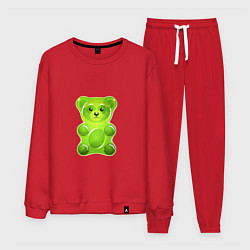 Костюм хлопковый мужской Желейный медведь зеленый, цвет: красный