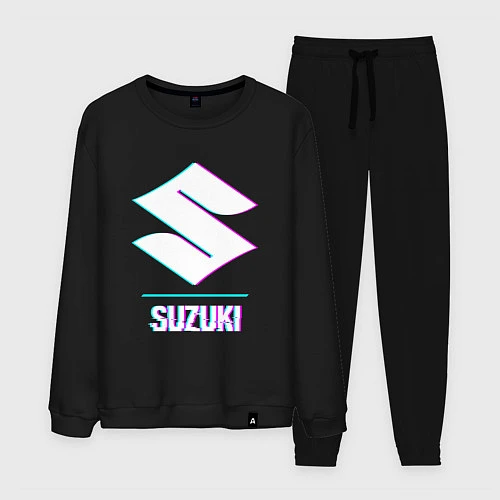 Мужской костюм Значок Suzuki в стиле glitch / Черный – фото 1