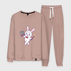 Костюм хлопковый мужской Кролик - Фокусник, цвет: пыльно-розовый