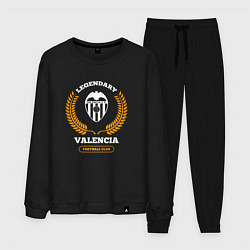 Костюм хлопковый мужской Лого Valencia и надпись legendary football club, цвет: черный