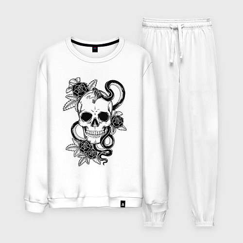 Мужской костюм Калавера - мексиканский символ Дня мертвых / Белый – фото 1