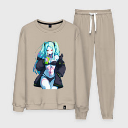 Костюм хлопковый мужской Ребекка и коктель - Киберпанк бегущий по краю, цвет: миндальный