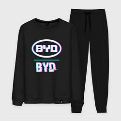 Костюм хлопковый мужской Значок BYD в стиле glitch, цвет: черный