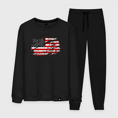 Мужской костюм Флаг США с хоккеистом / Черный – фото 1