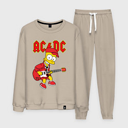 Костюм хлопковый мужской AC DC Барт Симпсон, цвет: миндальный