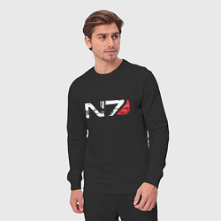 Костюм хлопковый мужской Mass Effect N7 - Logotype, цвет: черный — фото 2