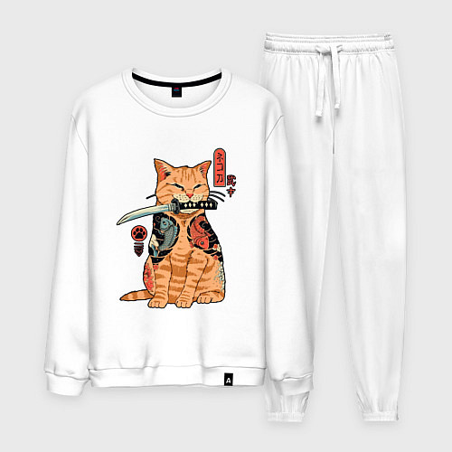 Мужской костюм Японский Кот Якудза / Белый – фото 1