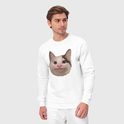 Костюм хлопковый мужской Polite cat meme, цвет: белый — фото 2
