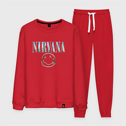 Костюм хлопковый мужской Nirvana - смайлик, цвет: красный
