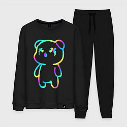 Костюм хлопковый мужской Cool neon bear, цвет: черный