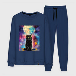 Костюм хлопковый мужской Космо-котик, цвет: тёмно-синий