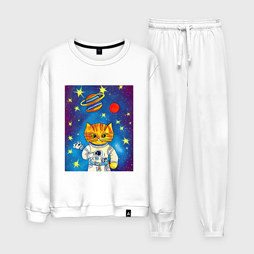 Мужской костюм Абстрактный космический кот / Белый – фото 1