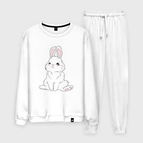 Мужской костюм Милый белый зайчик с сердечками / Белый – фото 1