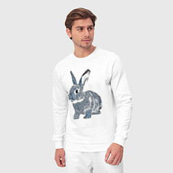 Костюм хлопковый мужской 2023 год - год голубого кролика, цвет: белый — фото 2