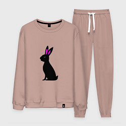 Костюм хлопковый мужской Черный кролик, цвет: пыльно-розовый