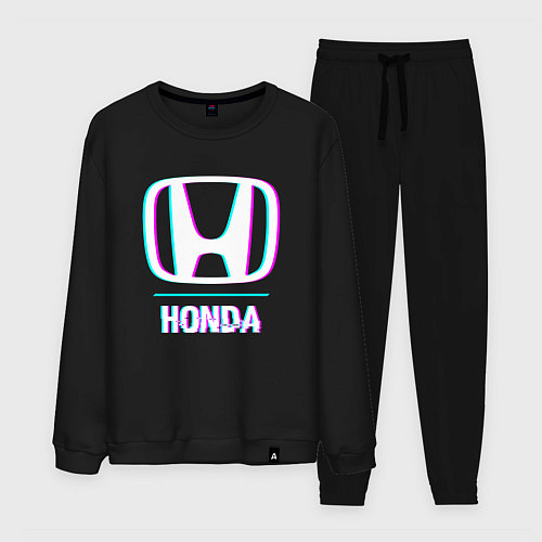 Мужской костюм Значок Honda в стиле glitch / Черный – фото 1