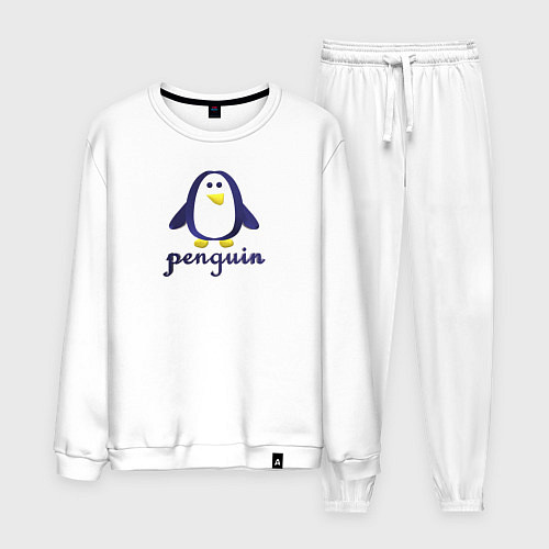 Мужской костюм Пингвин детский и надпись penguin / Белый – фото 1