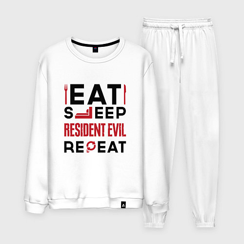 Мужской костюм Надпись: eat sleep Resident Evil repeat / Белый – фото 1