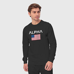 Костюм хлопковый мужской Alpha USA, цвет: черный — фото 2