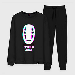 Костюм хлопковый мужской Символ Spirited Away в стиле glitch, цвет: черный