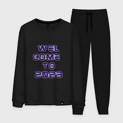 Костюм хлопковый мужской Welcome to 2023, цвет: черный