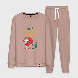 Костюм хлопковый мужской Careful Santa is here, цвет: пыльно-розовый