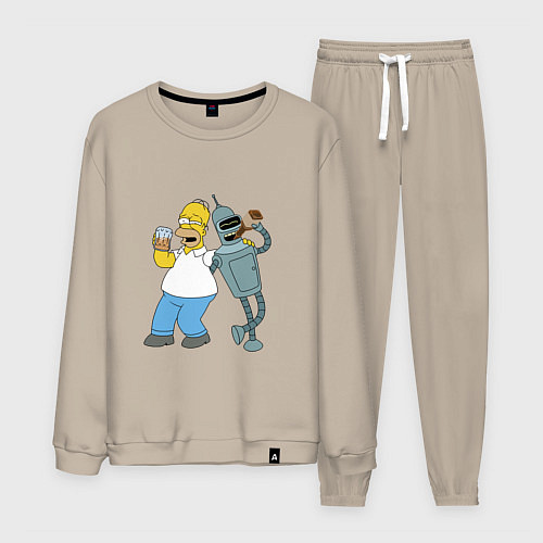 Мужской костюм Drunk Homer and Bender / Миндальный – фото 1