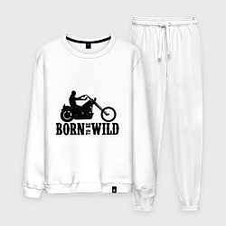 Костюм хлопковый мужской Born to be wild, цвет: белый