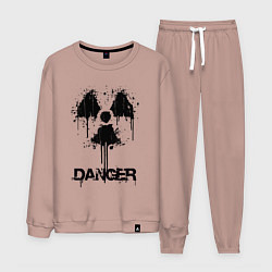 Костюм хлопковый мужской Danger radiation symbol, цвет: пыльно-розовый