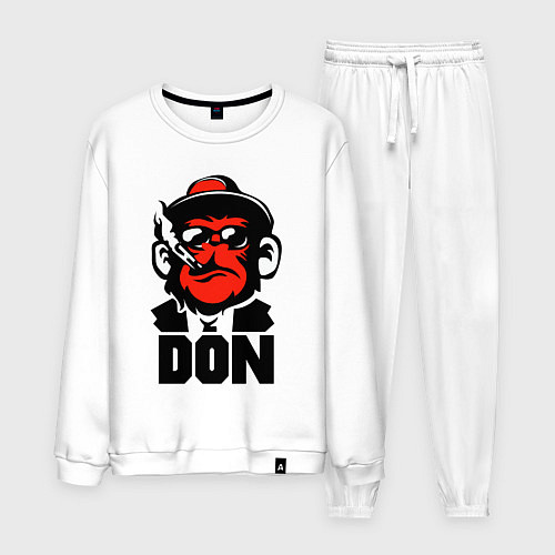 Мужской костюм Обезьяна мафиози с сигаретой / Белый – фото 1