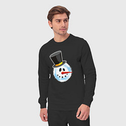 Костюм хлопковый мужской Голова мультяшного снеговика, цвет: черный — фото 2