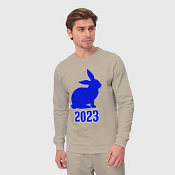 Костюм хлопковый мужской 2023 силуэт кролика синий, цвет: миндальный — фото 2
