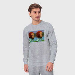 Костюм хлопковый мужской Мем с обезьяной, цвет: меланж — фото 2