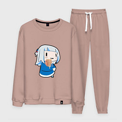 Костюм хлопковый мужской Гура акула протягивает стакан, цвет: пыльно-розовый