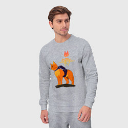 Костюм хлопковый мужской Stray - cat logo, цвет: меланж — фото 2