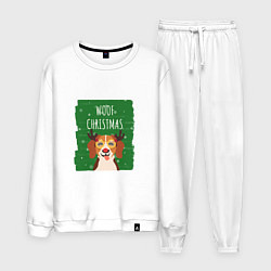 Костюм хлопковый мужской Woof christmas, цвет: белый