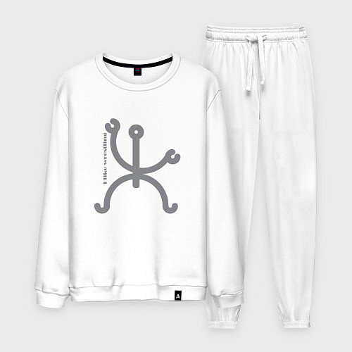 Мужской костюм Мне нравится борьба на английском / Белый – фото 1