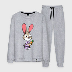 Костюм хлопковый мужской Зайчонок с морковью, цвет: меланж